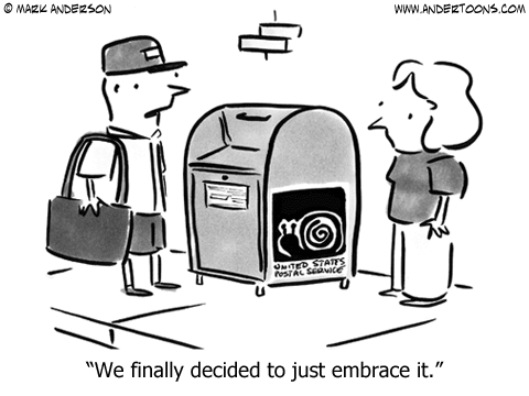 USPS worker commenting on snail image on mailbox: We finally decided to just embrace it.